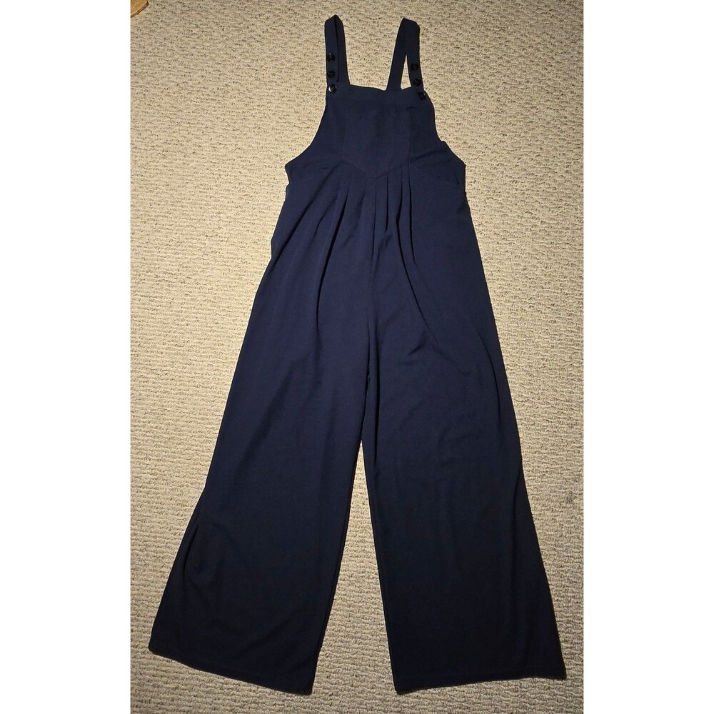 Halara Waffle Casual Overalls Wide Leg Pockets Navy Blue Women's Medium
